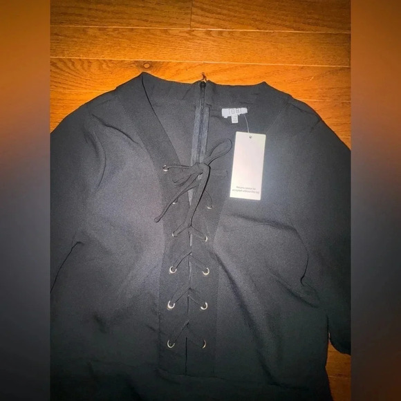 Toby women’s black short sleeve lace up mini dress business casual formal large - Picture 4 of 4